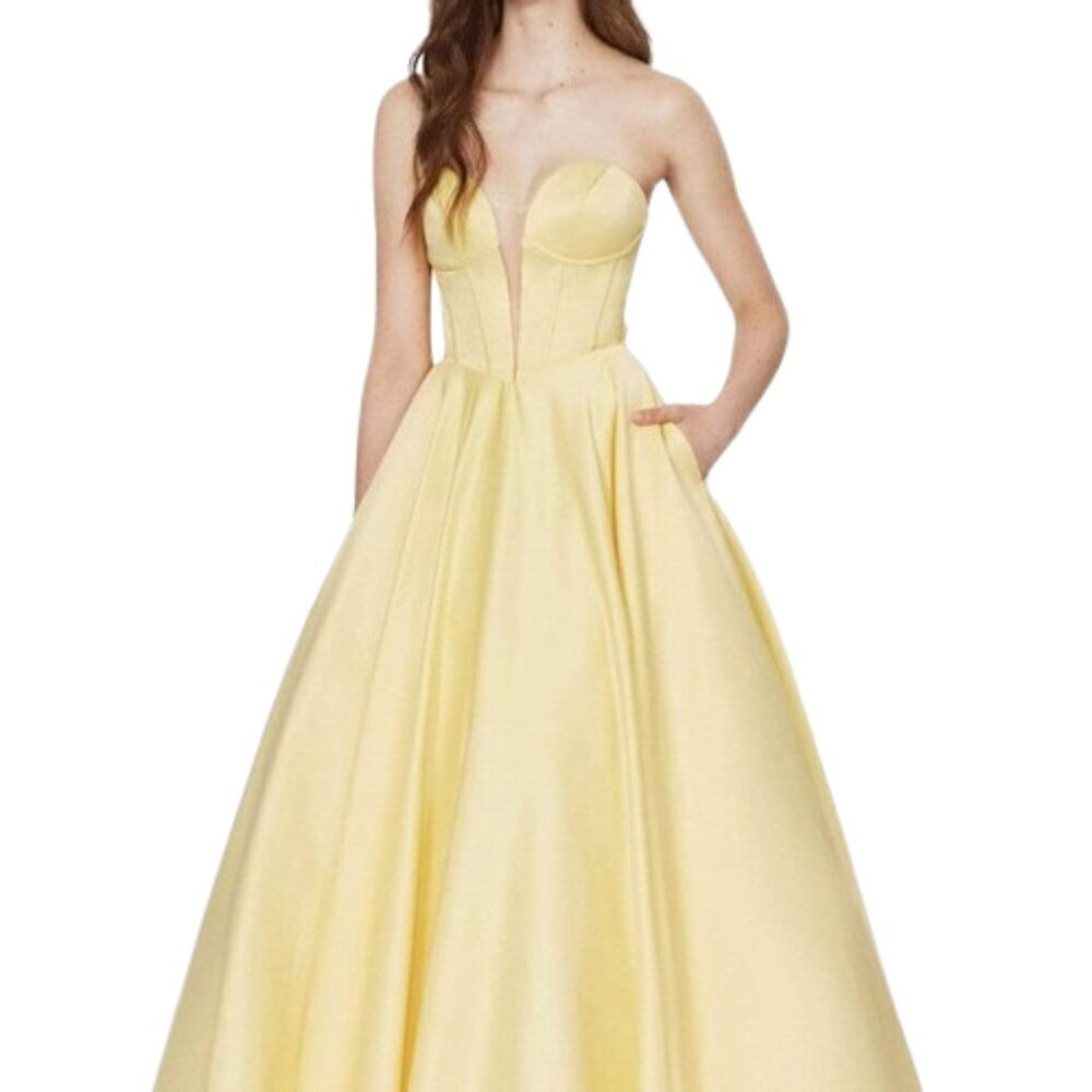 SALE NWT Angela & Alison 91071Prom Dress Yellow Size 10